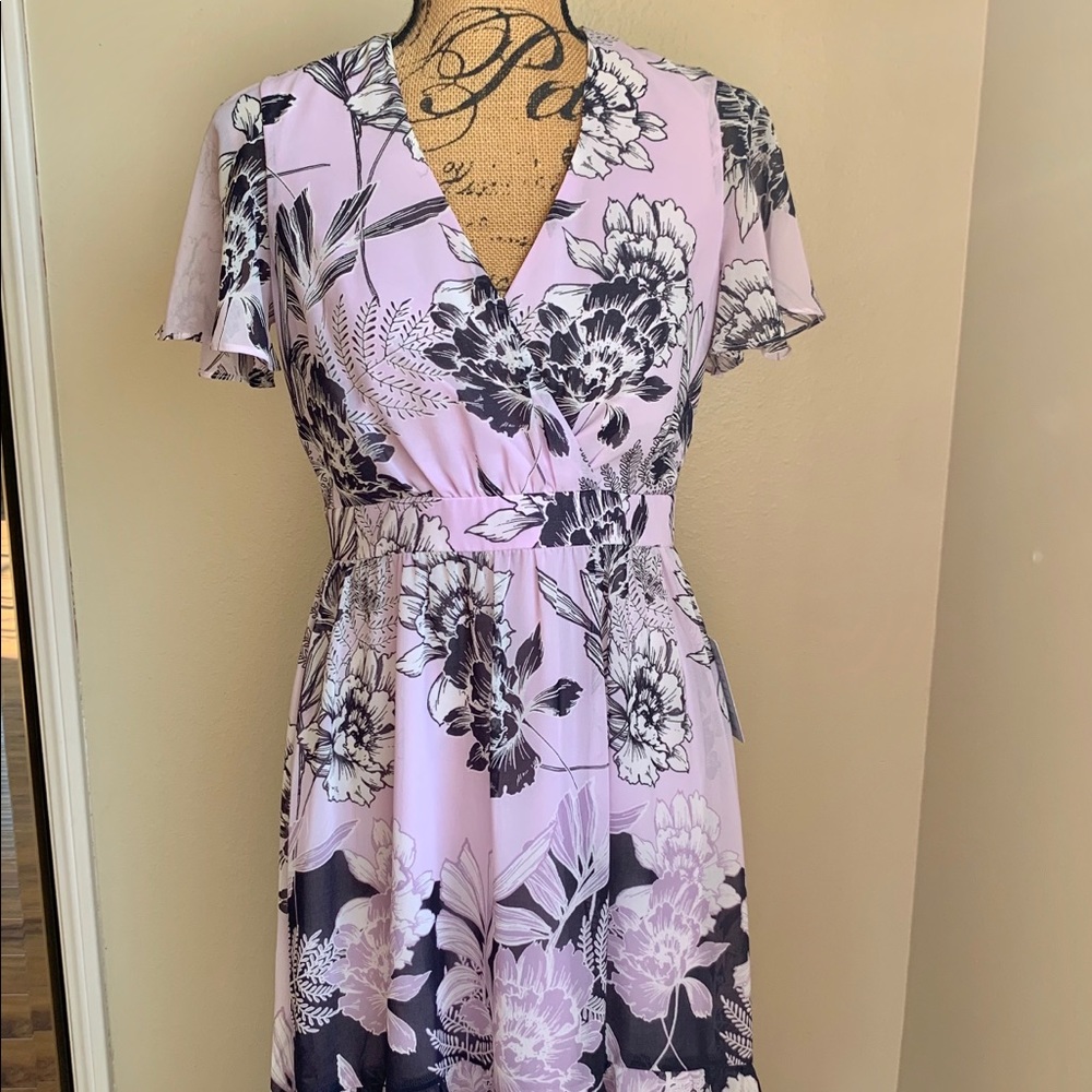 Vince Camuto high low flutter sleeve dress